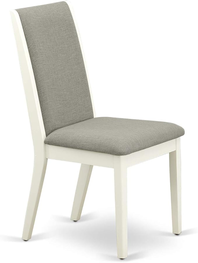 East West Furniture MZLA3-LWH-06 3 Piece Kitchen Table & Chairs Set Contains a Rectangle Dining Table with Dropleaf and 2 Shitake Linen Fabric Upholstered Chairs, 36x54 Inch, Linen White