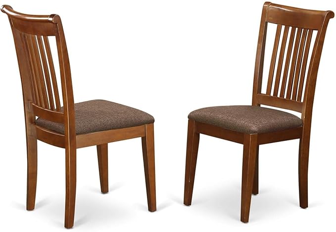 East West Furniture DLPO5-SBR-C 5 Piece Dinette Set for 4 Includes a Round Dining Room Table with Dropleaf and 4 Linen Fabric Upholstered Dining Chairs, 42x42 Inch, Saddle Brown
