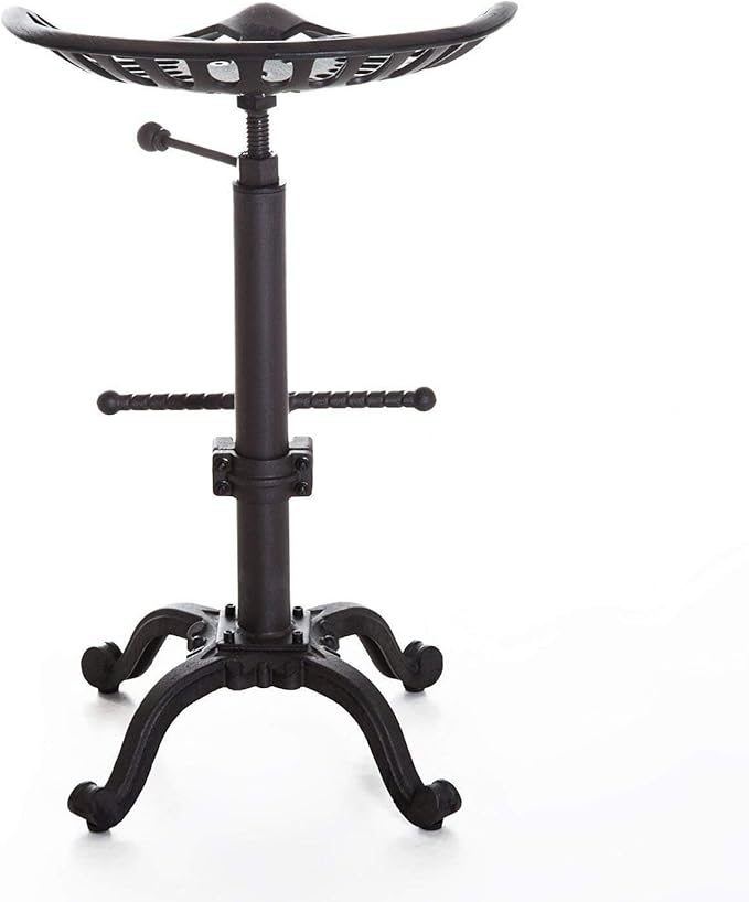 LOKKHAN Tractor Seat Bar Stool-Rustic Industrial Bar Stool-Farmhouse Cast Iron Swivel Stool-Counter Height Adjustable-Extra Tall Pub Height-24-31 inch (Matte Rust)