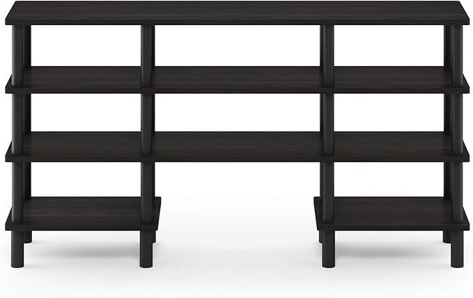 Furinno Turn-N-Tube 4-Tier Multipurpose Wide Shelf TV Stand, Espresso/Black