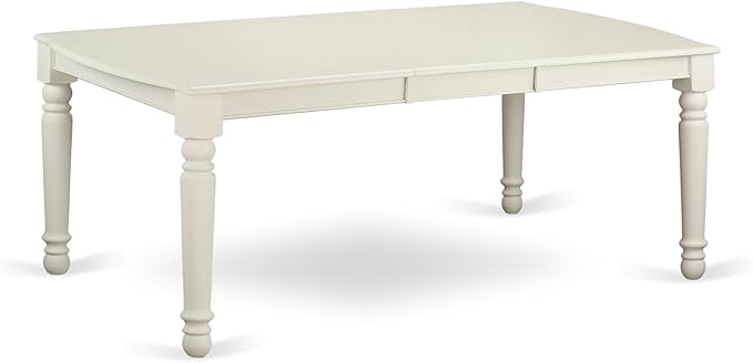 East West Furniture DOKE7-LWH-W 7 Piece Dining Set Consist of a Rectangle Dining Table with Butterfly Leaf and 6 Kitchen Chairs, 42x78 Inch, Linen White