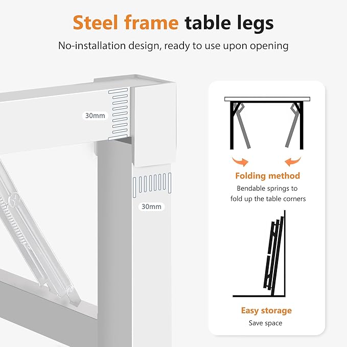 Folding Desk, 31.5 inch No Assembly Folding Desks for Small Spaces, Sturdy Foldable Computer Desk, Multi-Purpose Home Office Desks, Study Writing Desk Office Table Workstation for Home Office Outdoor