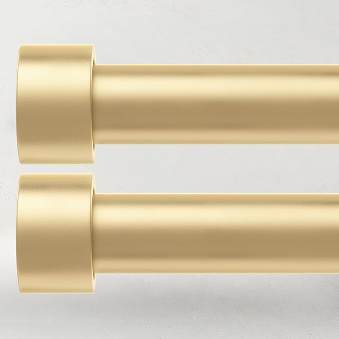 2 Pack Curtain Rods for Windows 66 to 120 Inch(5.5-10ft), 1 Inch Gold Heavy Duty Curtain Rods Set, Adjustable Extra Long Curtain Rod for Patio Bedroom, Outdoor Drapery Rods, Size 32"- 120"