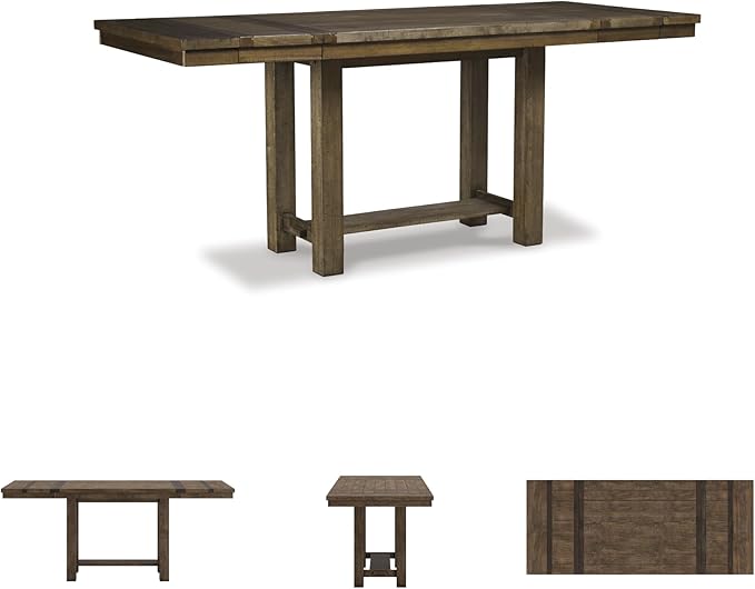Signature Design by Ashley Moriville Rustic Farmhouse 36" Counter Height Dining Extension Table, Brown