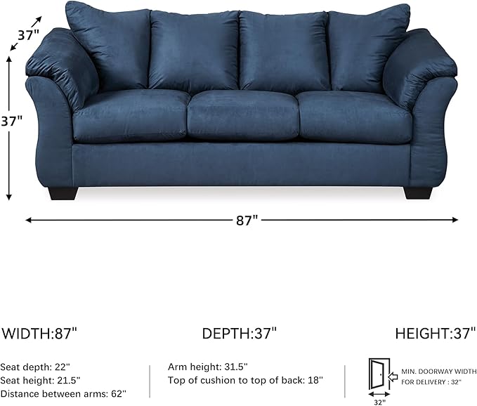 Signature Design by Ashley Darcy Casual Plush Sofa, Dark Blue