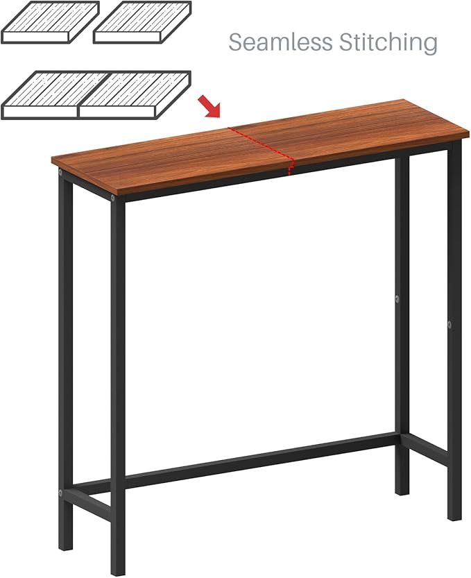 HollyHOME Narrow Console Table, 29.5" Slim Entryway Table, Sofa Stand, Hallway Shelf for Hallway, Bedroom, Living Room, Foyer, Canyon Walnut
