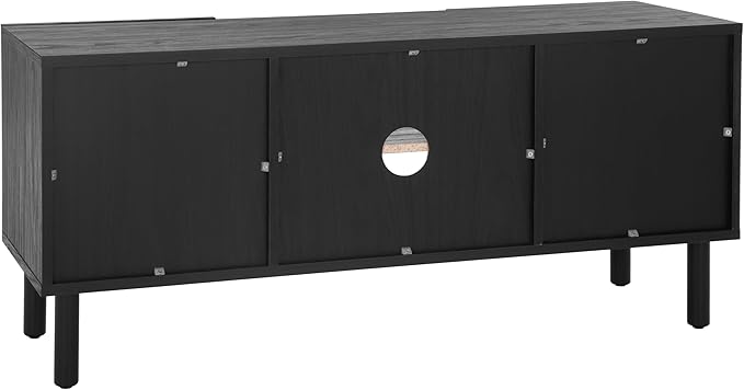 SAFAVIEH Home Collection Ophelia Black 2-Door 2-Shelf Entertainment Media Stand (Fits up to a 50" Flatscreen TV)