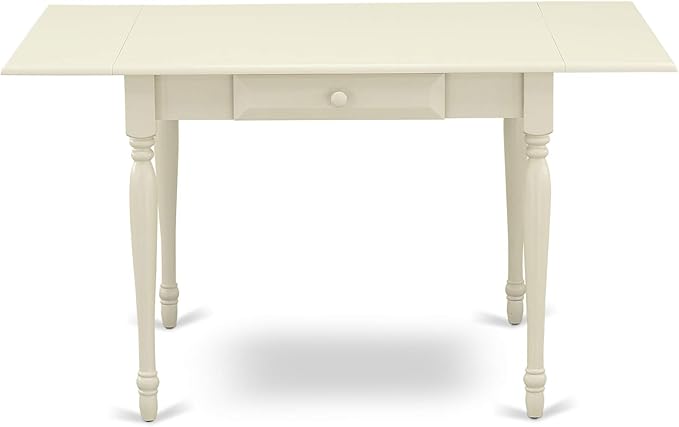 East West Furniture MZGR5-LWH-W 5 Piece Dining Set Includes a Rectangle Dining Room Table with Dropleaf and 4 Kitchen Chairs, 36x54 Inch, Linen White
