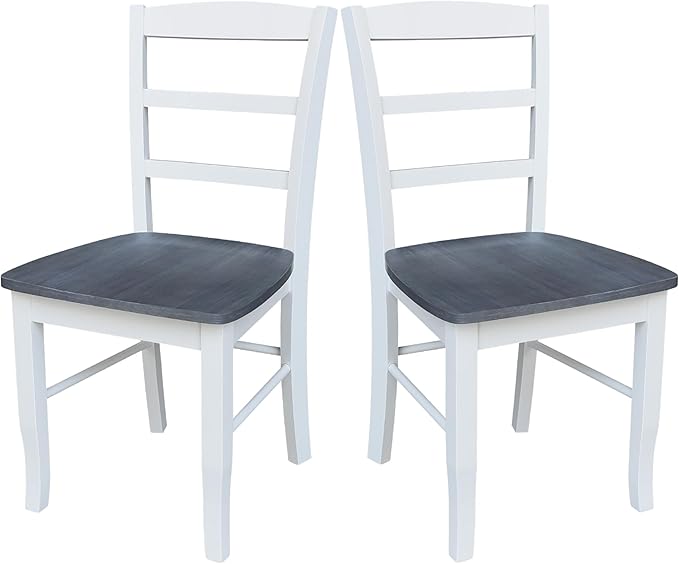 IC International Concepts Set of Two Madrid Ladderback Dining Chairs, White/Heather Gray