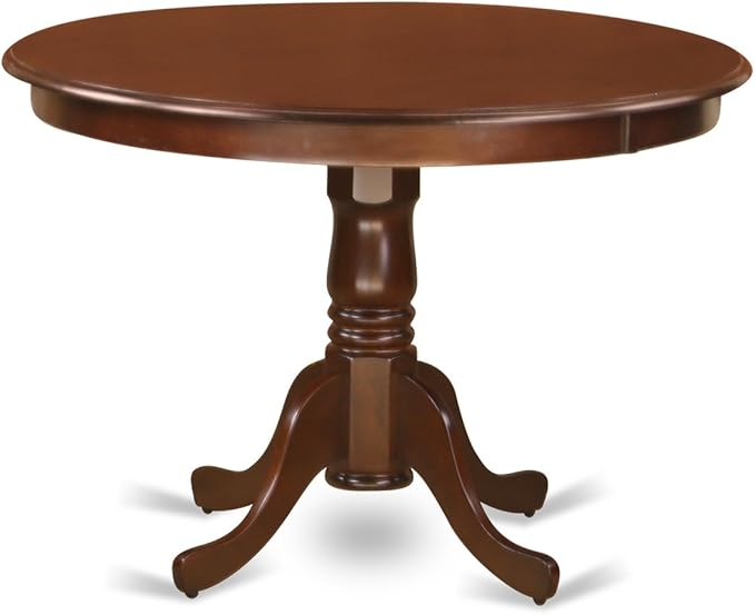 East West Furniture HLDU3-MAH-W 3 Piece Dining Set Contains a Round Dining Room Table with Pedestal and 2 Kitchen Chairs, 42x42 Inch, Mahogany