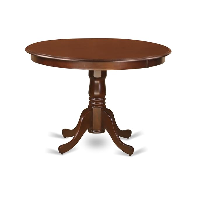 East West Furniture HLDU3-MAH-LC 3 Piece Dining Table Set for Small Spaces Contains a Round Dining Room Table with Pedestal and 2 Faux Leather Upholstered Chairs, 42x42 Inch, Mahogany