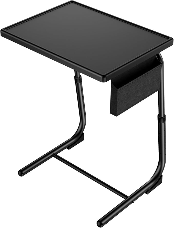 HUANUO TV Tray, Adjustable TV Dinner Tray, 20.5 x 15.4 inch Folding Tray Table with Storage Pocket, 6 Height Settings, 3 Angle Adjustments, Comfortable Tray Tables for Bed & Sofa, HNTT04B