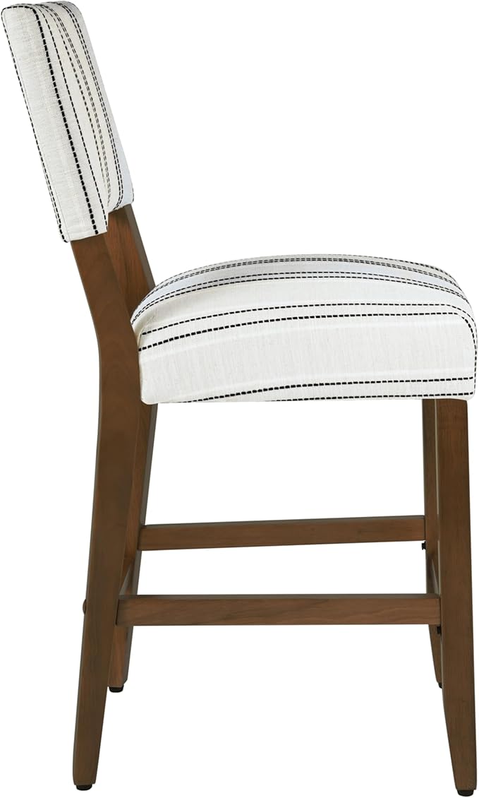 HomePop 24" Open Back Counter Stool|HomePop Home Décor|Fabric Chairs for Dining Room, Kitchen and Living Room - Black and White Stripe(Single Pack)