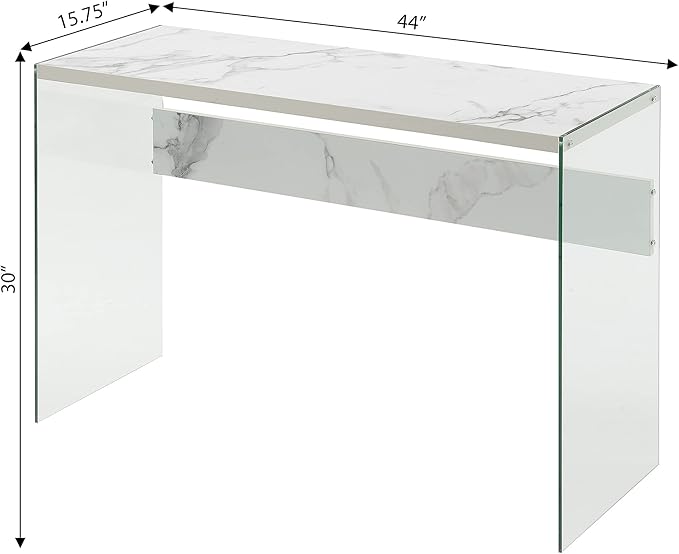 Convenience Concepts SoHo Console Table/Desk, Faux White Marble