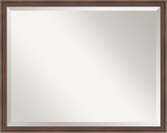 Amanti Art Brown Wall Mirror 24x30 Florence Medium Brown Rectangle Bathroom Mirror for Wall Decor Living Room, Large Casual Frame, Hangs Horizonally and Vertically, Bathroom Decor, Beveled Edge