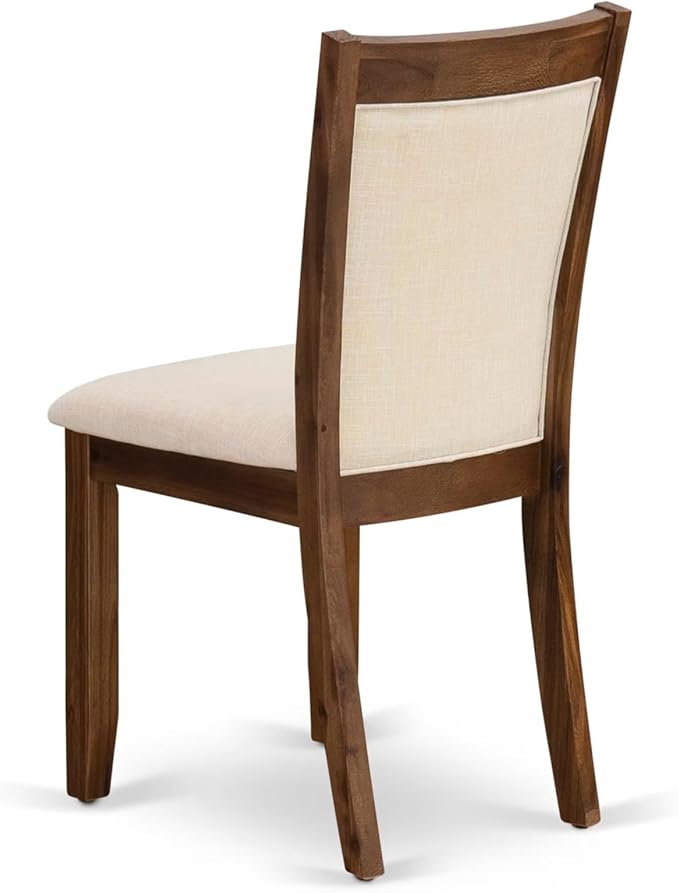 East West Furniture V777MZN32-7 7 Piece Dining Room Table Set Consist of a Rectangle Dining Table with V-Legs and 6 Light Beige Linen Fabric Upholstered Chairs, 40x72 Inch, Multi-Color