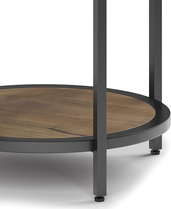 SIMPLIHOME Jenna Industrial 18 inch Wide Metal Round Accent Side Table in Warm Grey for the Living Room and Bedroom
