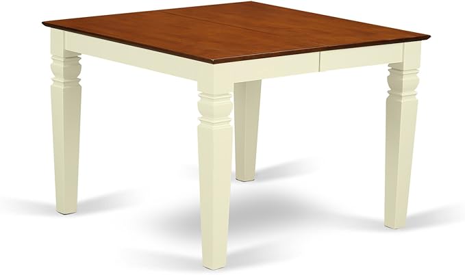 East West Furniture WEIP5-BMK-W 5 Piece Dining Set Includes a Rectangle Dining Table with Butterfly Leaf and 4 Kitchen Chairs, 42x60 Inch, Buttermilk & Cherry