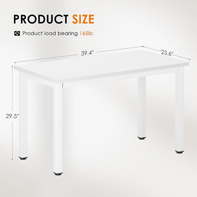 DlandHome 39 inches Small Computer Desk for Home Office Activity Table Writing Table for Small Spaces Study Table Student Laptop Desk White DND-AC3DW-100