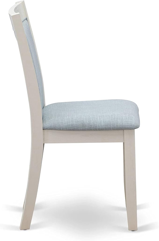 East West Furniture X027MZ015-6 6 Piece Kitchen Table Set Contains a Rectangle Dining Table with X-Legs and 4 Baby Blue Linen Fabric Parson Chairs with a Bench, 40x72 Inch, Multi-Color