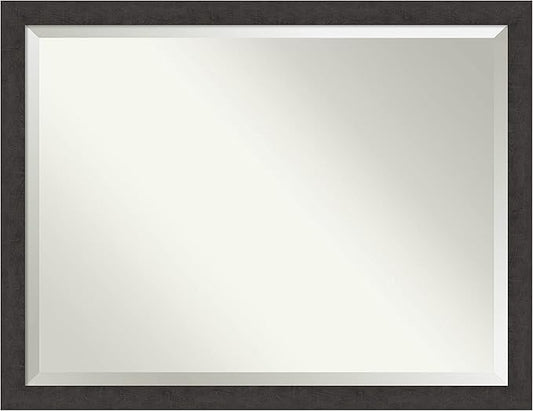 Amanti Art Brown Wall Mirror 34x44 Rustic Plank Espresso Narrow Rectangle Bathroom Mirror for Wall Decor Living Room, X-Large Rustic Farmhouse Frame, Hangs Horizonally and Vertically, Bathroom Decor