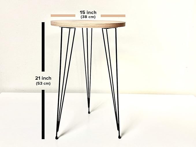 PAK HOME - Set of 2 Pine Wood Grey End Table – Round Wood Sofa Side Coffee Tables for Small Spaces, Nightstand Bedside Table for Bedroom, Living Room, Home Office, Balcony