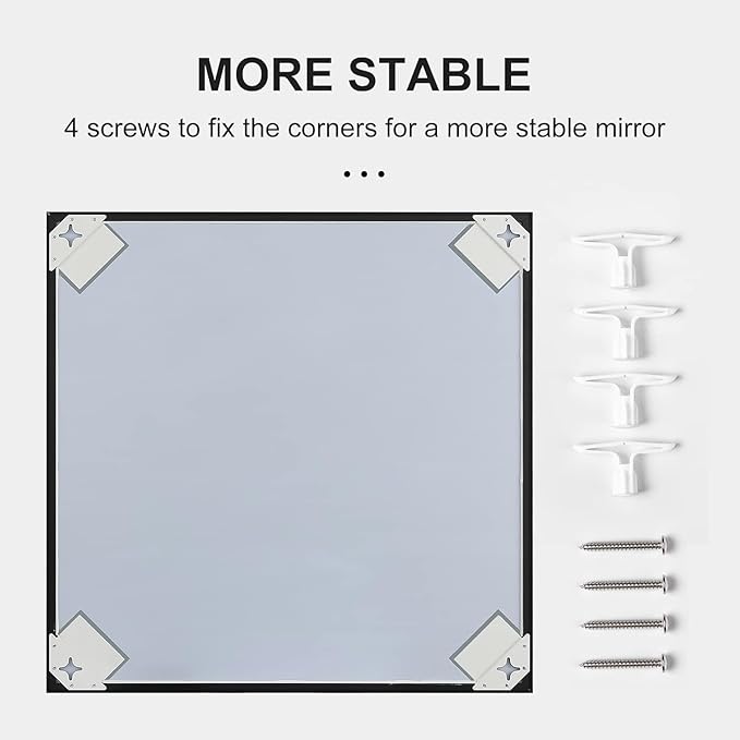 36x48 Inch Black Bathroom Mirror, Copper-Free, Aluminum Alloy Frame Vanity Rectangle Wall Mounted Modern Mirror for Bedroom/Living Room/Porch Horizontal or Vertical