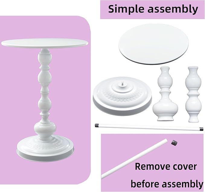 Benkyo White Round End Side Table Modern Metal Pedestal Spindle Side Tables for Living Room Bedroom，White