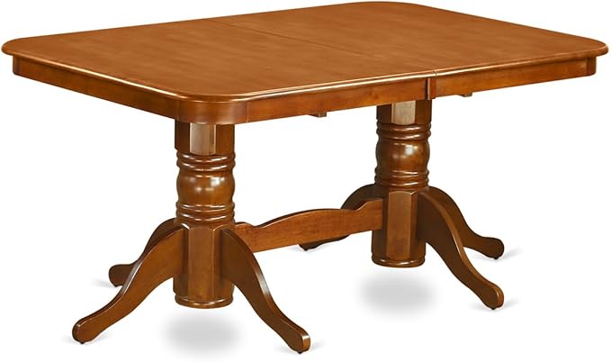 East West Furniture NANA5-SBR-C 5 Piece Dining Room Furniture Set Includes a Rectangle Wooden Table with Butterfly Leaf and 4 Linen Fabric Kitchen Dining Chairs, 40x78 Inch, Saddle Brown