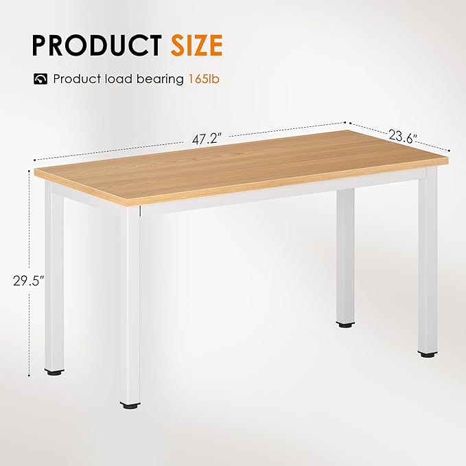 DlandHome 47 inches Medium Computer Desk, Composite Wood Board, Decent and Steady Home Office Desk/Workstation/Table, BS1-120TW Teak and White Legs, 1 Pack
