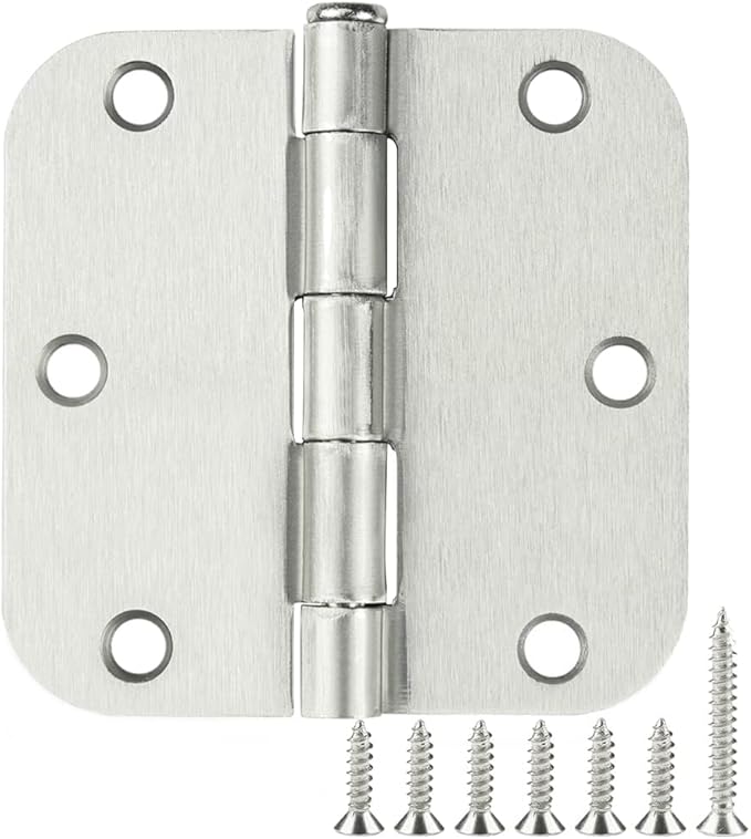 42 Pack Rounded Door Hinges Brushed Nickel 3.5 inch x 3-1/2", 5/8" Radius Heavy Duty Steel Iron 3 ½"Hinge for Doors, Interior Room,Outdoor Window,Constructition Hardware Kit Home Decor Essentials