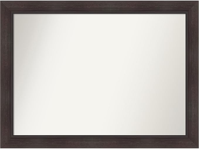 Amanti Art Brown Bathroom Mirror for Over Sink, 33x44 Sloped Espresso Rectangle Vanity Mirror, X-Large Modern Frame, Hangs Horizonally and Vertically, Bathroom Wall Decor, Non-Beveled Edge