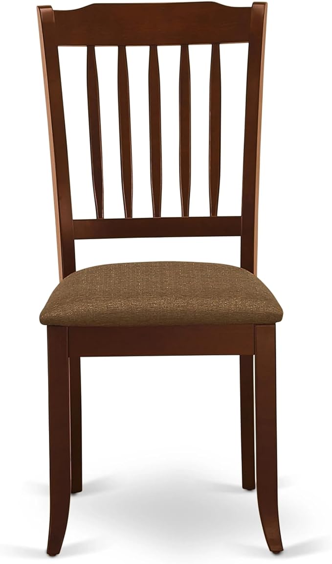 East West Furniture AMDA3-MAH-C 3 Piece Kitchen Table & Chairs Set Contains a Round Dining Room Table with Pedestal and 2 Linen Fabric Upholstered Chairs, 36x36 Inch, Mahogany