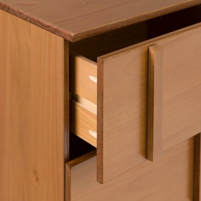 Walker Edison Sprague Contemporary Detailed Drawer Solid Wood Nightstand, 20 Inch, Caramel