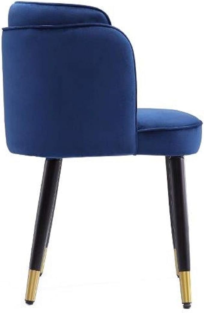Manhattan Comfort Zephyr Modern Velvet Dining Chair, Solid Wood Frame with Gold-Tipped Splayed Legs, High Density Foam Padding, Vintage Design, Tulip Inspired Accent Furniture, Royal Blue
