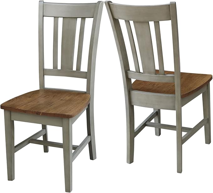 International Concepts San Remo Splatback Chair, Distressed Hickory/Stone