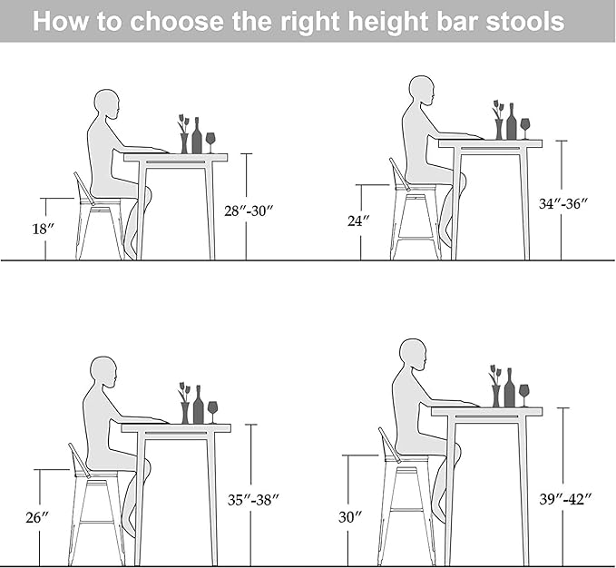 Changjie Furniture 26 Inches Metal Barstools Set of 4 Counter Height Bar Stools Industrial Stools with Backs High Back Chairs for Kitchen Island (26 Inch, Rusty)