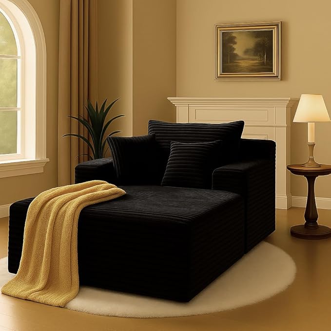 COMHOMA 105”Modular Sectional Sofa with Deep Seat,Cloud Upholstered L-Shape Couch Wide Arms Corduroy Fabric High-Density Foam Chaise Lounge for Living Room No Assembly Required