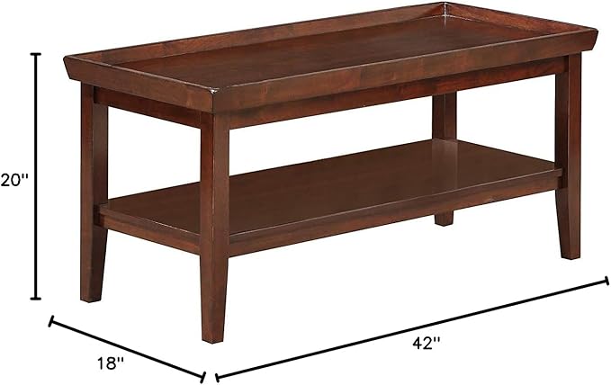 Convenience Concepts Ledgewood Coffee Table 42" - Modern Center Room Accent with Storage Shelf for Transitional, Traditional Living & Family Room, Espresso