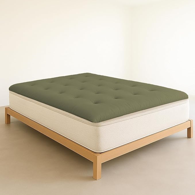 ZonLi Japanese Floor Futon Mattress Queen Size 60"x 80",100% Cotton 2.5" Thicken Tatami Mattress,Foldable Sleeping Pad,Portable Dormitory Tatami Mat,Roll Up Floor Lounger Bed for Adult(Sage Green)