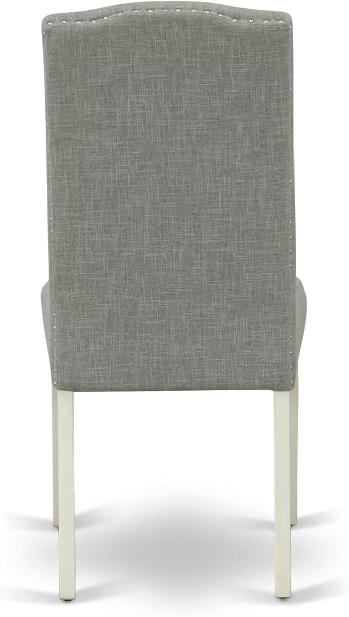 East West Furniture V027EN206-5 5 Piece Kitchen Table & Chairs Set Includes a Rectangle Dining Room Table with V-Legs and 4 Dark Shitake Linen Fabric Parsons Chairs, 40x72 Inch, Multi-Color