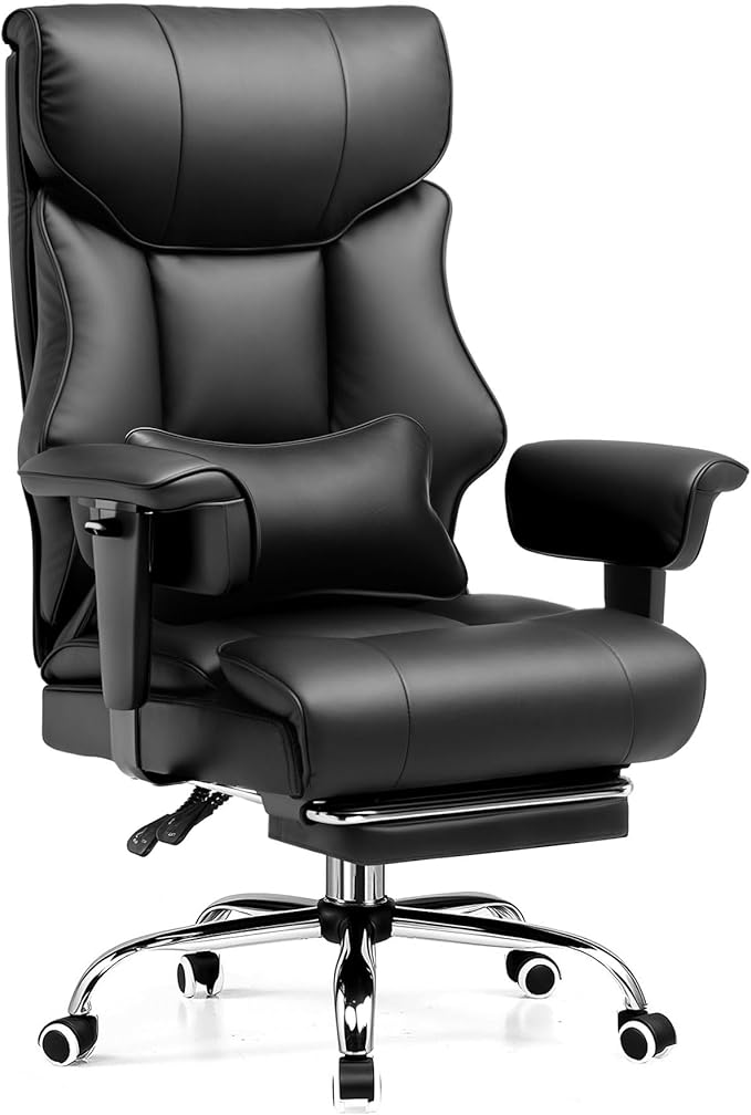 GTRACING Big and Tall Gaming Chair 400lbs Heavy Duty Office Chair with Foot Rest & Ergonomic Pocket Spring Cushion, High Back Lumbar Support for Lower Back Pain Relief, Ergo Black