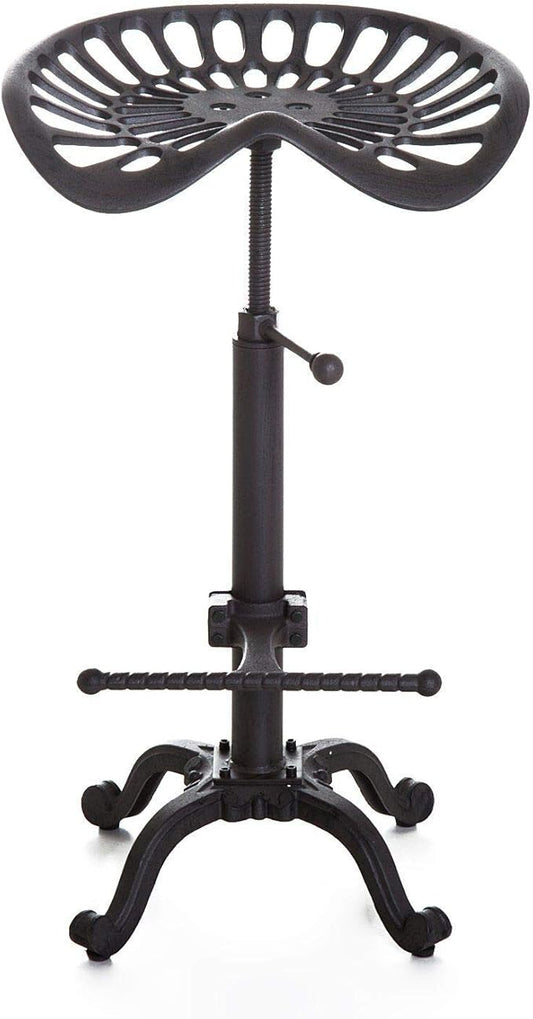 Industrial Bar Stool-Swivel Tractor Seat-Kitchen Dining Counter Chair-Extra Pub Height- Adjustable 24.8-31"-Iron Cast Design
