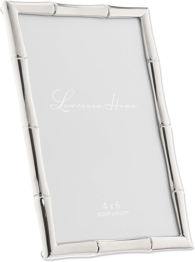 Lawrence 710146 Silver Metal Bamboo 4x6 Picture Frame
