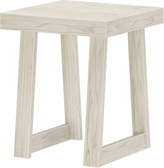 Plank+Beam Classic Square Side Table, Slim Side Table for Living Room, Narrow Nightstand for Small Spaces, Wood End Table for Bedroom, White Sand Wirebrush