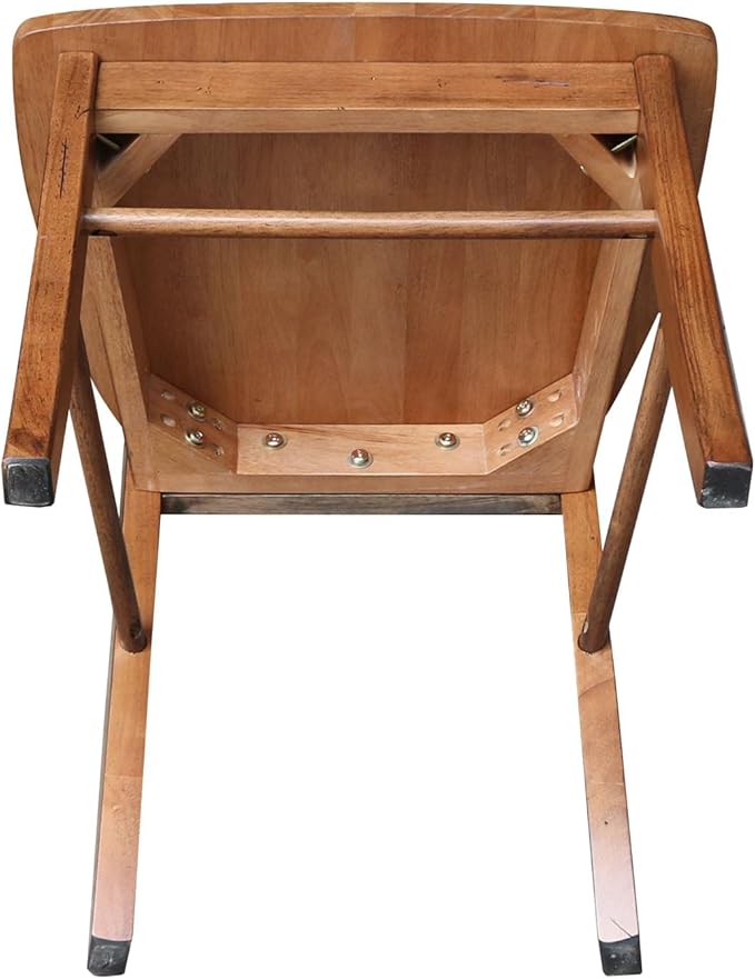 IC International Concepts Set of Two X-Back Dining Chairs, Distressed Oak
