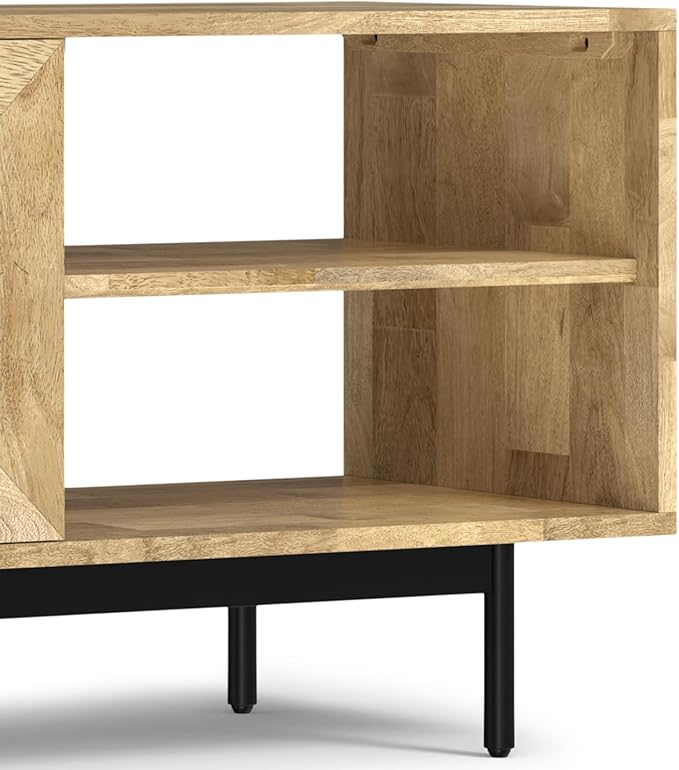 SIMPLIHOME Reeves SOLID MANGO WOOD 60 inch Wide TV Media Stand in Natural For TVs up to 65 inches for the Living Room and Entertainment Center