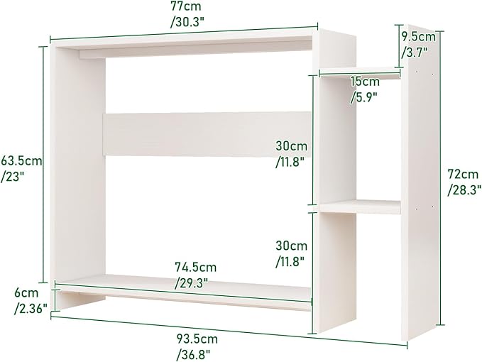 IBUYKE Desktop Bookshelf,36.8" Desktop Organizer Shelf,Wood Desk Hutch for Computer Monitor,Display Shelf for Office Home Dormitory,White TMZ008W