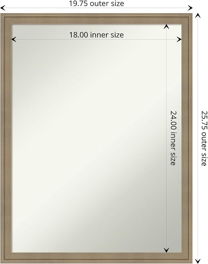 Amanti Art Grey Bathroom Mirror for Over Sink, 26x20 Florence Grey Rectangle Vanity Mirror, Medium Casual Frame, Hangs Horizonally and Vertically, Bathroom Wall Decor, Non-Beveled Edge from WI, USA