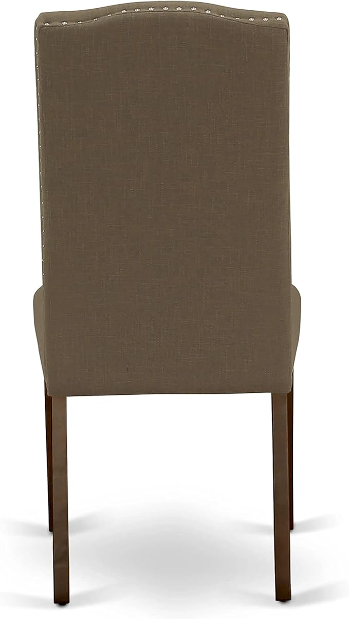East West Furniture NDEN3-MAH-18 3 Piece Dining Set Contains a Rectangle Dining Room Table with Dropleaf and 2 Dark Coffee Linen Fabric Upholstered Chairs, 30x48 Inch, Mahogany